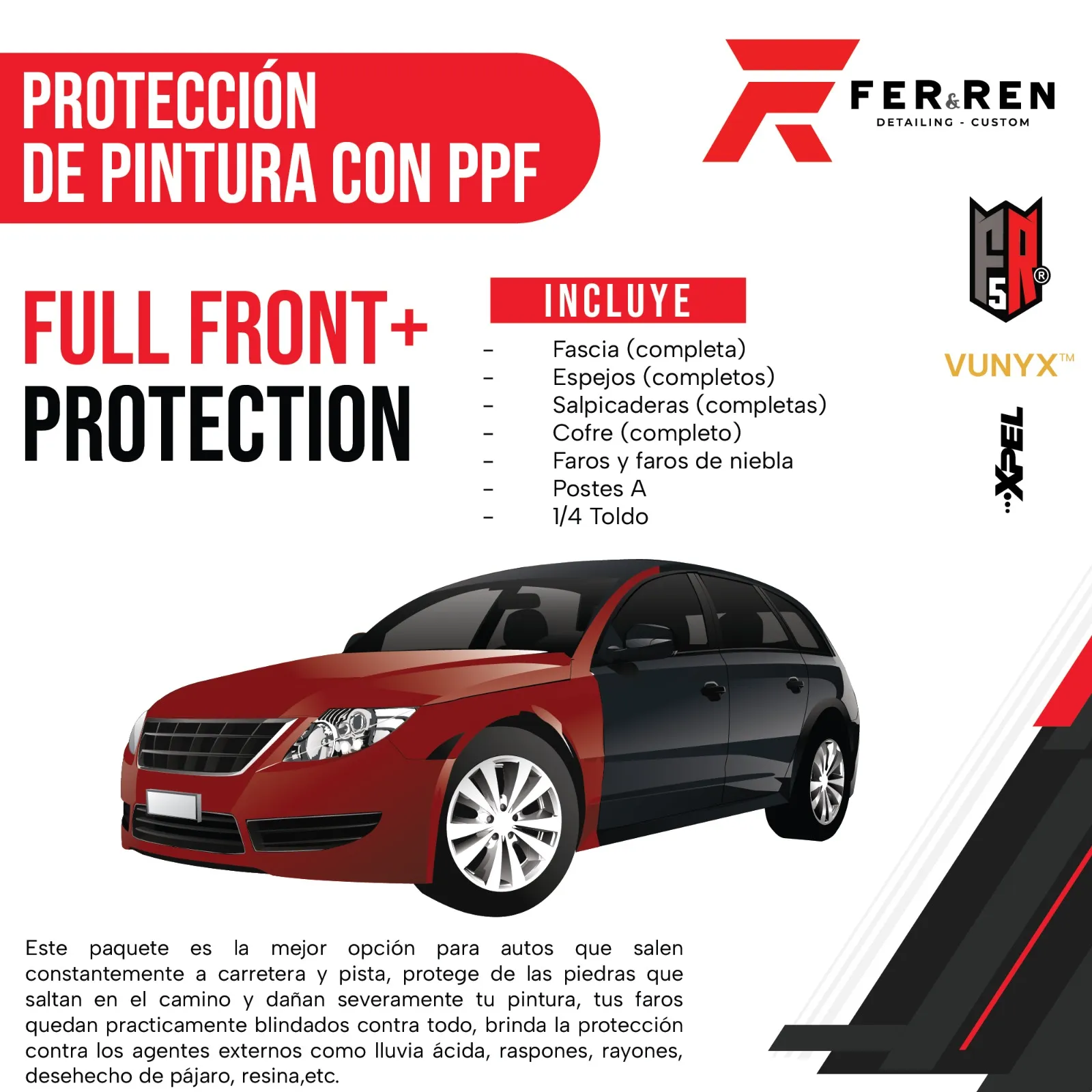 Diagrama de cobertura PPF Full Front Plus